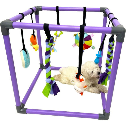 Puppy Play Gym For Dogs With 8 Interactive Enrichment Toys