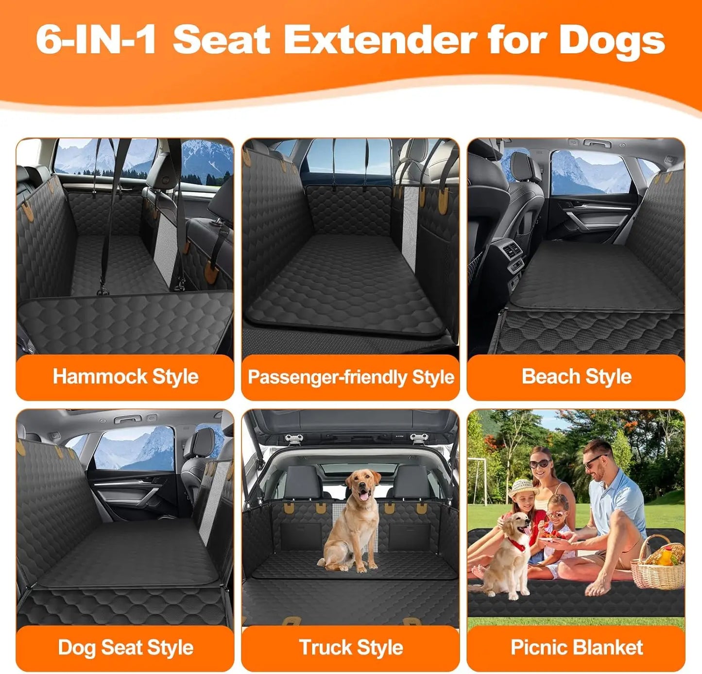 Wedyvko Waterproof Foldable Dog Car Seat Hammock For Back Seat