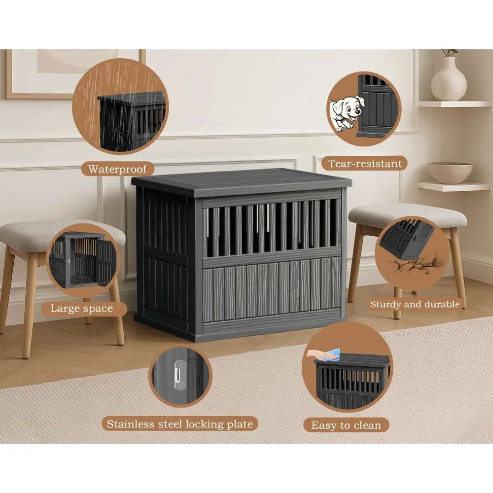 CHENGWEI Lockable Dog Crate End Table for Indoor Use