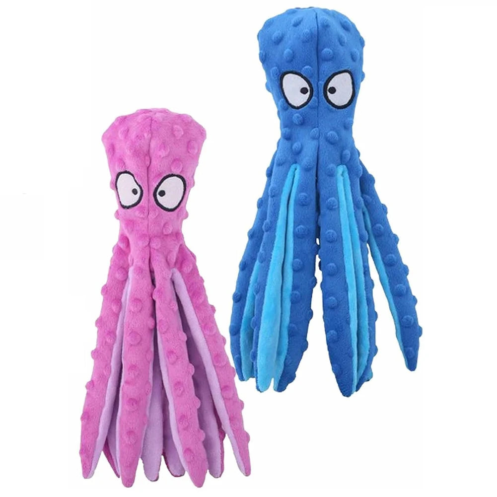 Intelligent No Stuffing Squeaky Octopus Dog Chew Puzzle Toys 2Pcs