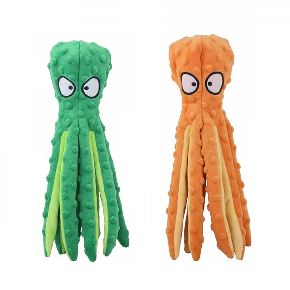 Intelligent No Stuffing Squeaky Octopus Dog Chew Puzzle Toys 2Pcs