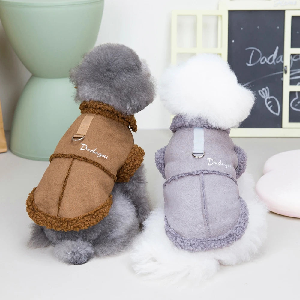 British Style Dog Jacket Lamb Fleece Winter Coat For Dogs