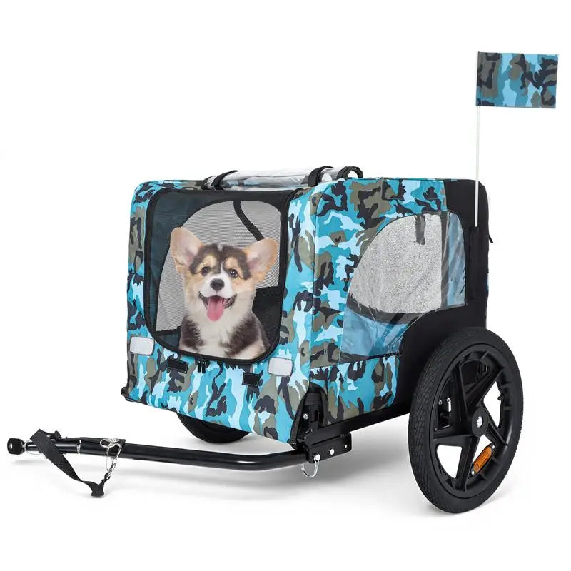 Heavy Duty Collapsible Pet Bike Trailer With All Terrain Wheels
