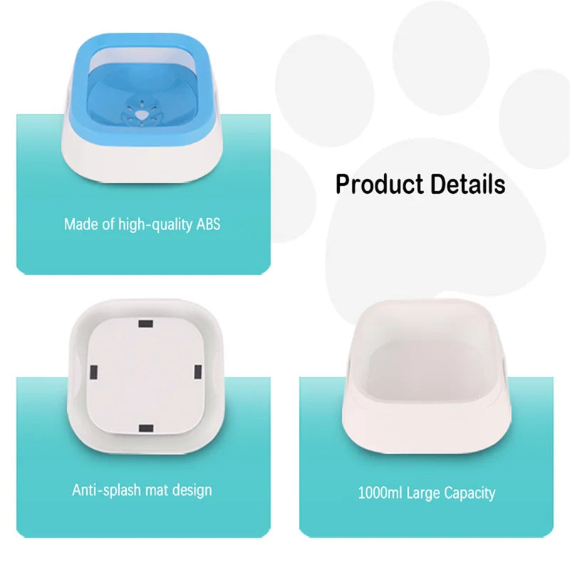 Plastic Anti Splash Dog Water Bowl 1L Drinker For Pets Puppy Cat