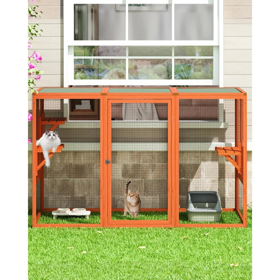 Catio Outdoor Cat Enclosure Weatherproof Patio Cage With Window Access