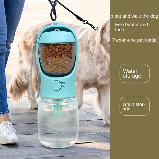 Dog Cat Portable Water Bottle With Storage And Food Container