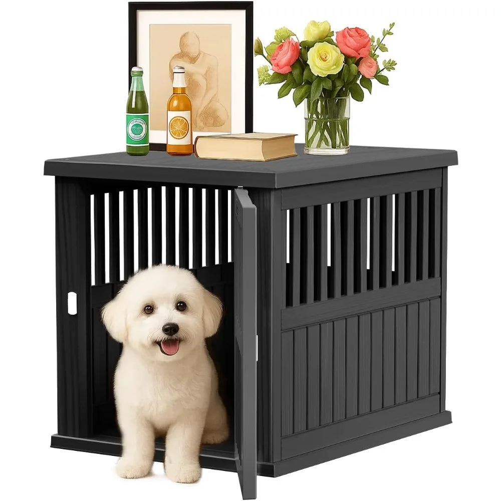 CHENGWEI Lockable Dog Crate End Table for Indoor Use
