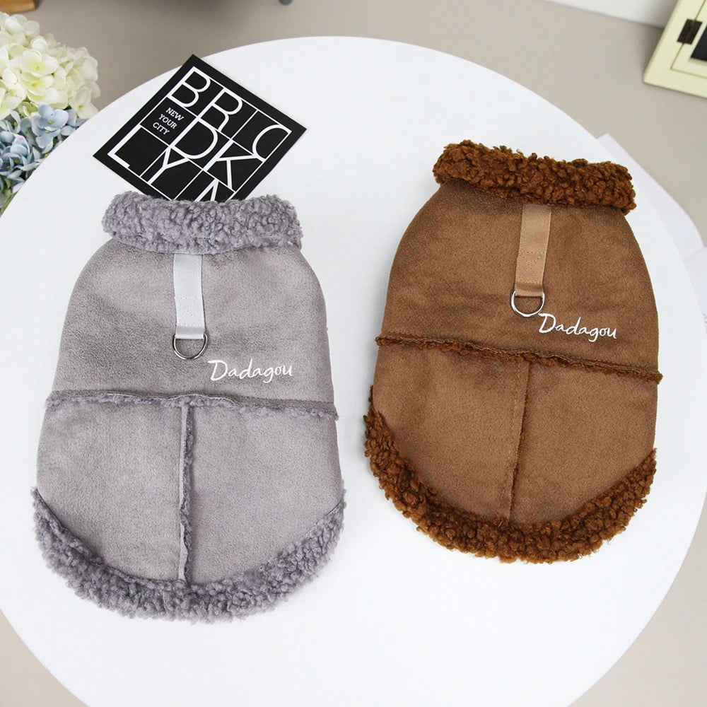 British Style Dog Jacket Lamb Fleece Winter Coat For Dogs