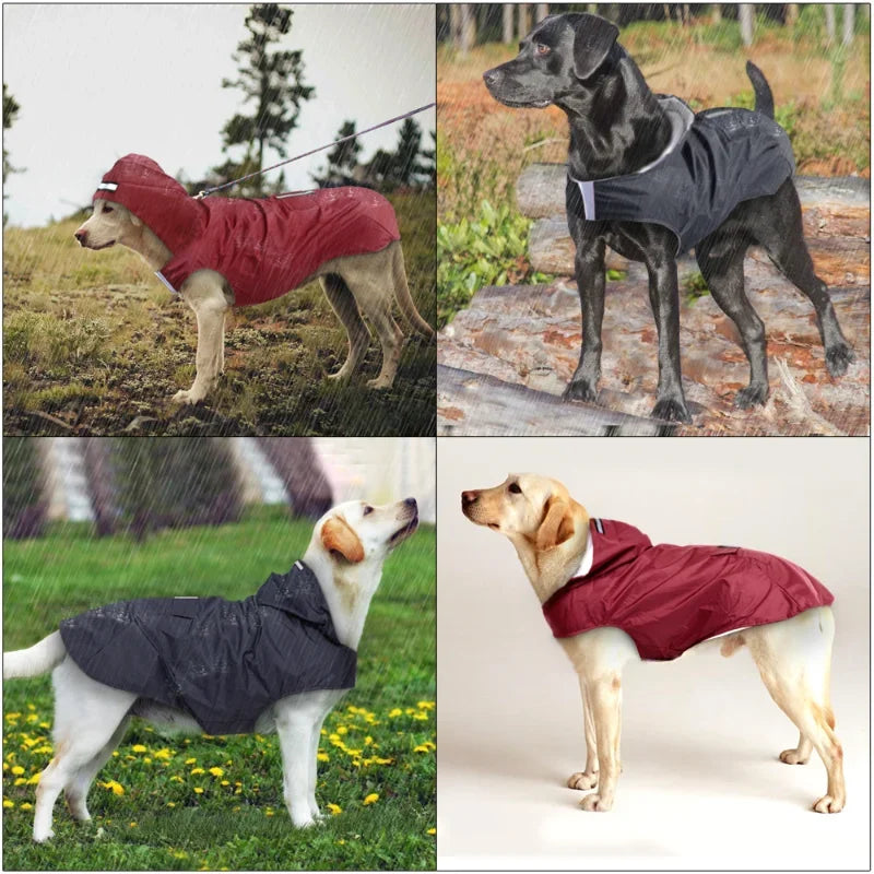 Dog Raincoat Waterproof Polyester Reflective Stripe Jacket