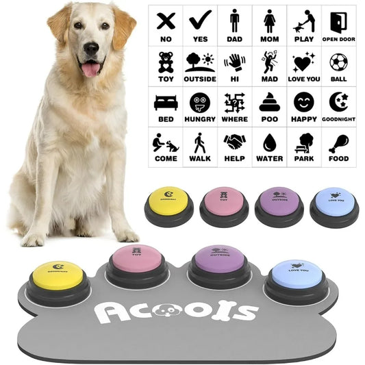 Dog Talking Button Set 4 Pack With Recordable Voice Training Buttons