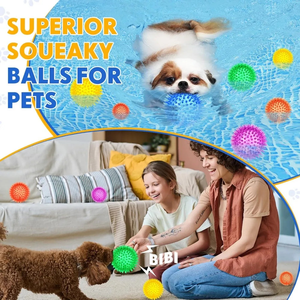 Squeaky Dog Toys Spiky Balls 50 Pack for Aggressive Chewers