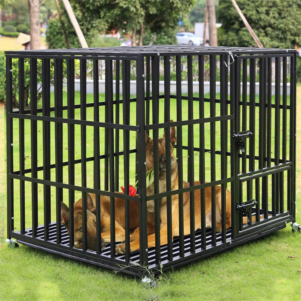 BINGOPAW Heavy Duty Dog Crate With 4 Lockable Wheels
