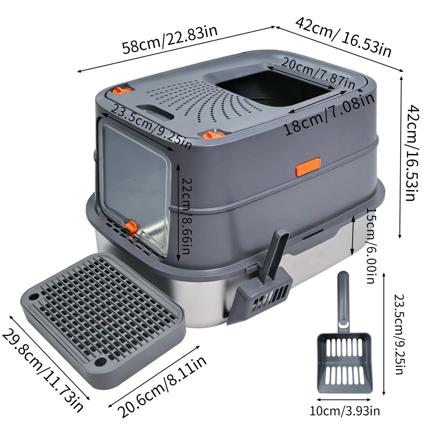 Feature 4-Style Cat Litter Box With Lid Enclosed High Sided