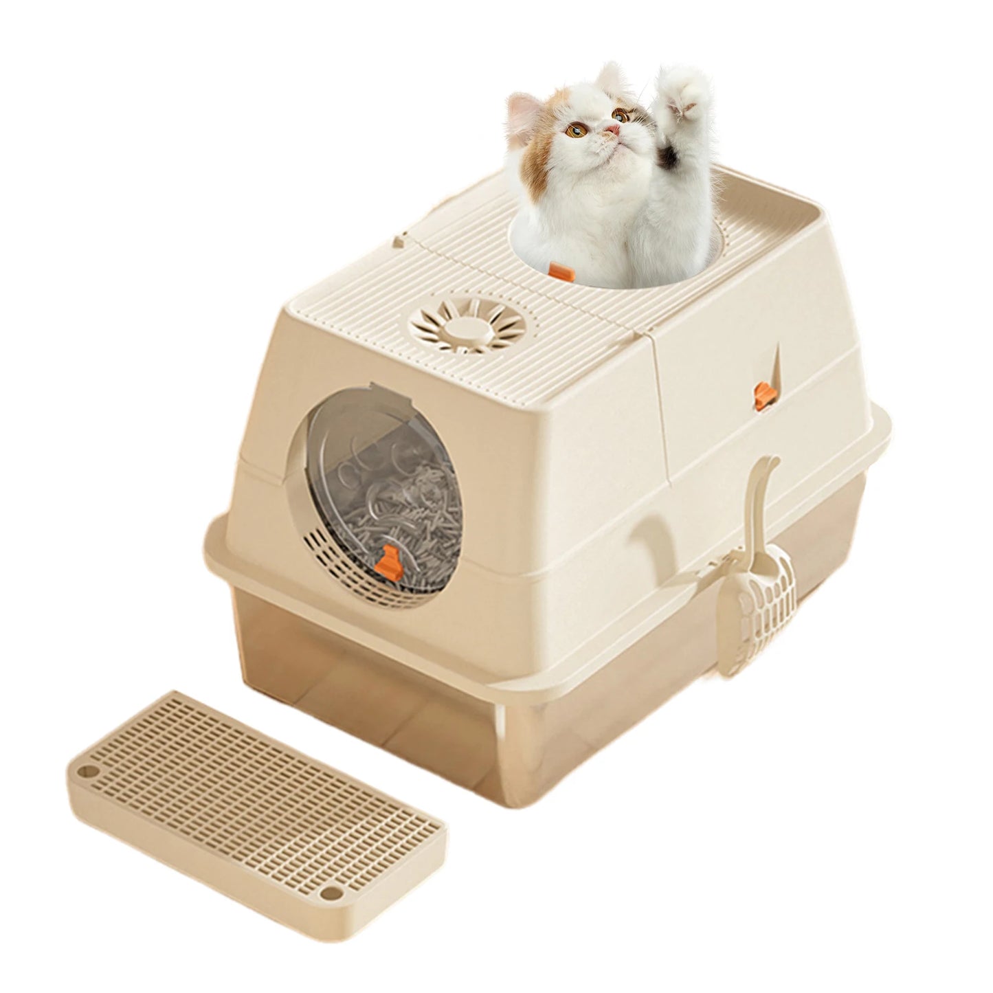 Feature Stainless Steel Cat Litter Box Enclosed With Front Door