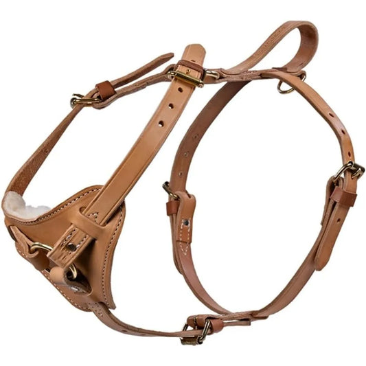 XMSJ Leather Tracking Harness For Large Dogs Outdoor Training