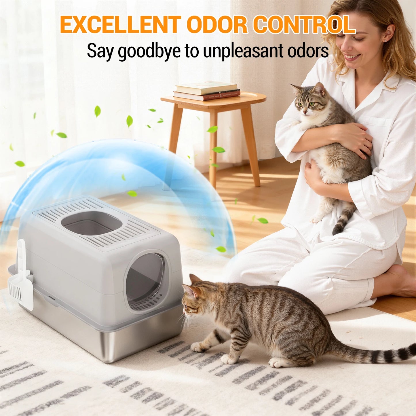 TWISTER.CK Stainless Steel Cat Litter Box Front Top Entry 2in1