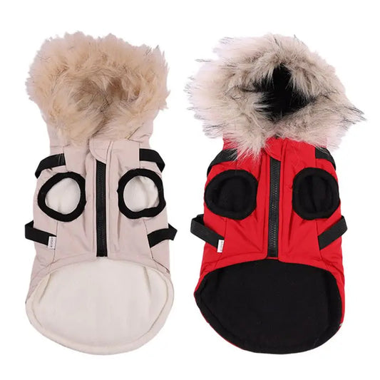 Winter Harness Dog Coat Waterproof Hooded Jacket For Dogs