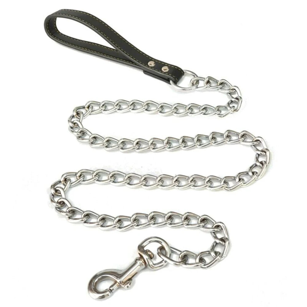 YTYINCN Metal Chain Dog Lead With Leather Style Handle