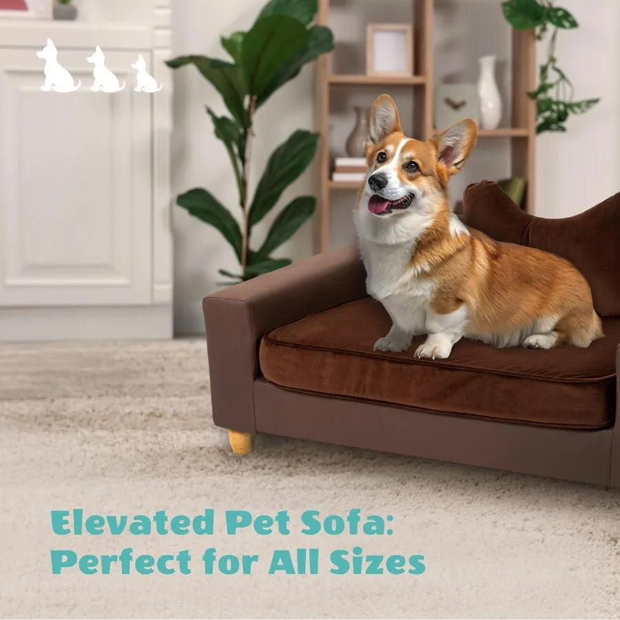 Sichuan Faux Leather Pet Bed Sofa for Cats and Dogs