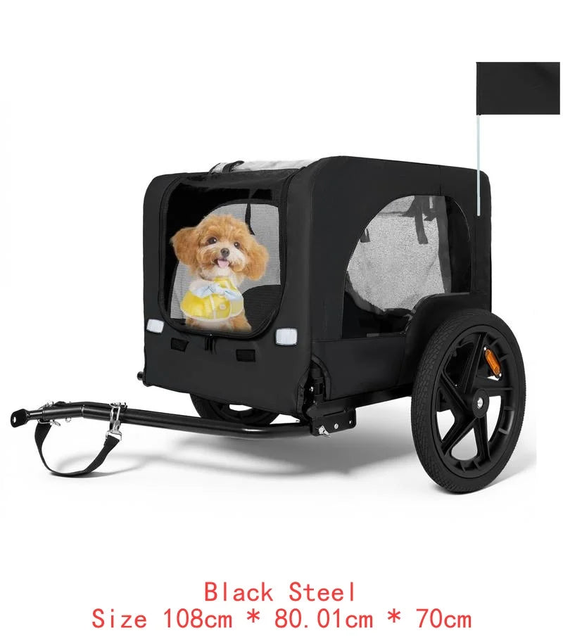 Heavy Duty Collapsible Pet Bike Trailer With All Terrain Wheels