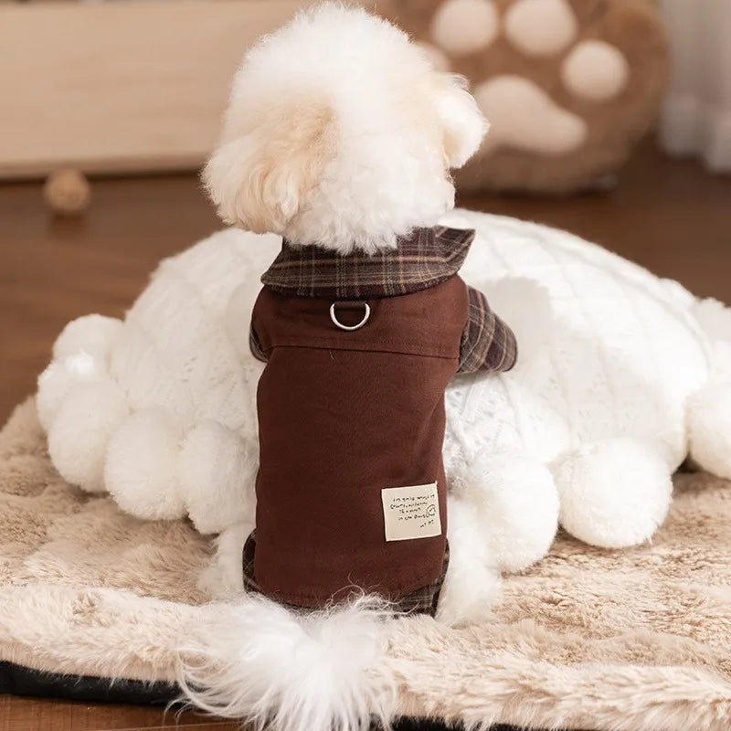 GuTing Plaid Punk Style Dog Dress For Small Pets Autumn
