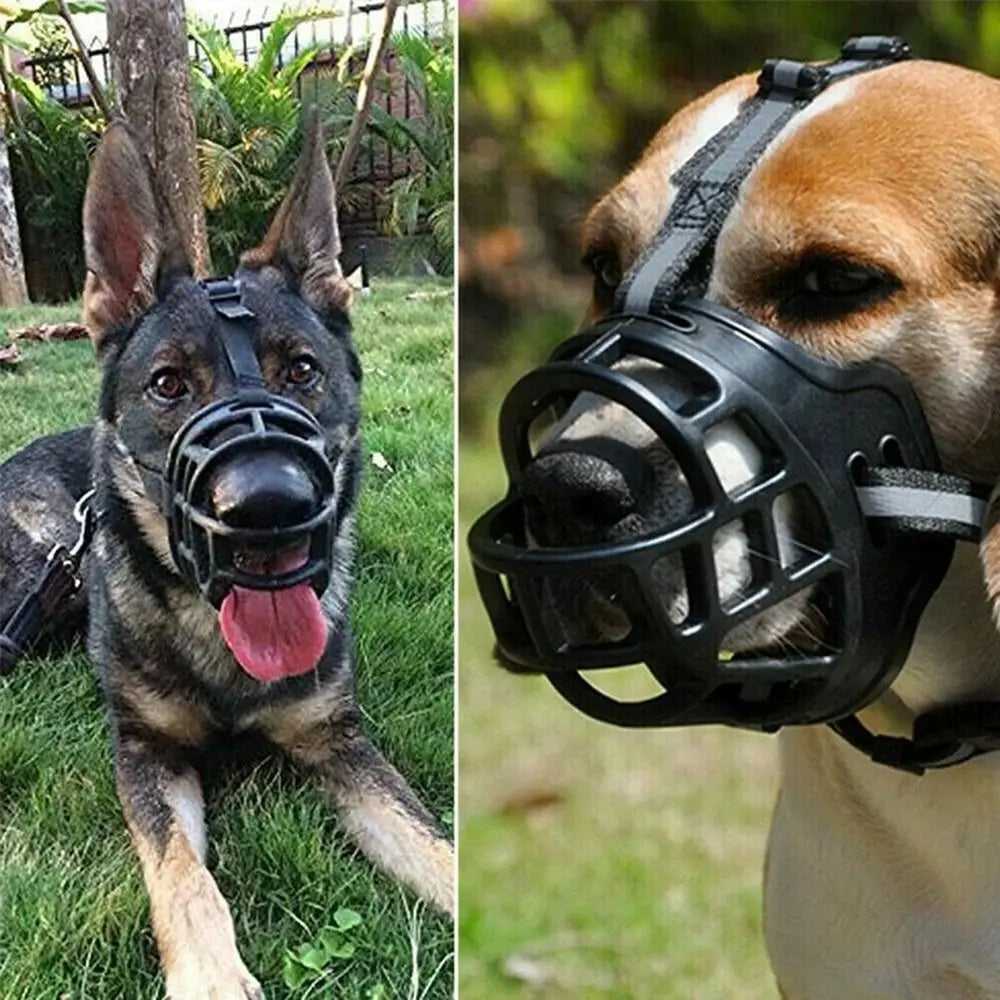 Adjustable Dog Muzzle Breathable Plastic Mouth Cover With Reflective Strip