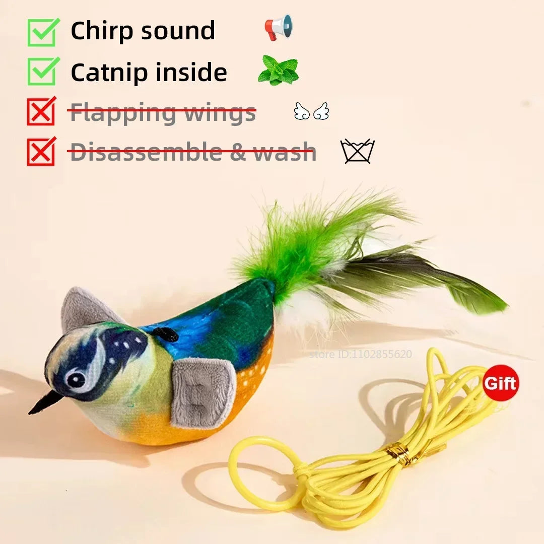 Bird Shaped Interactive Cat Toy Rechargeable Chirping Flapping Plush