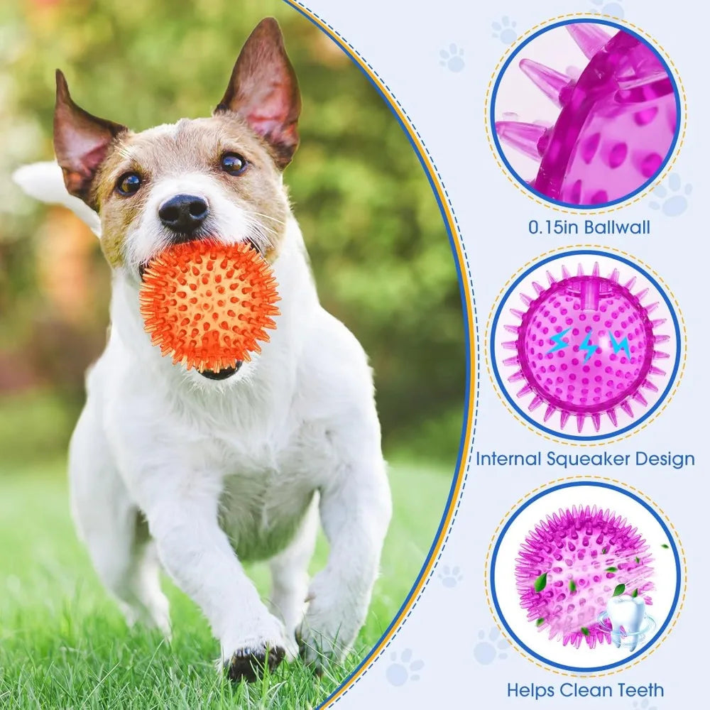 Squeaky Dog Toys Spiky Balls 50 Pack for Aggressive Chewers