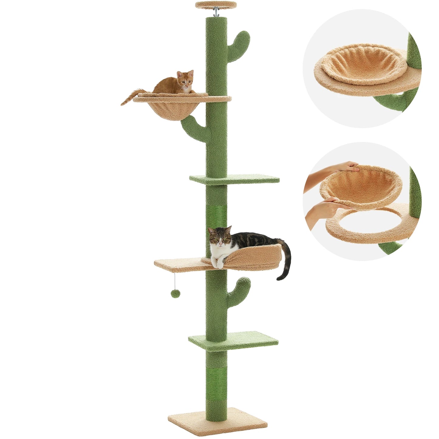 PEQULTICN Adjustable Height Cactus Cat Tree Floor To Ceiling