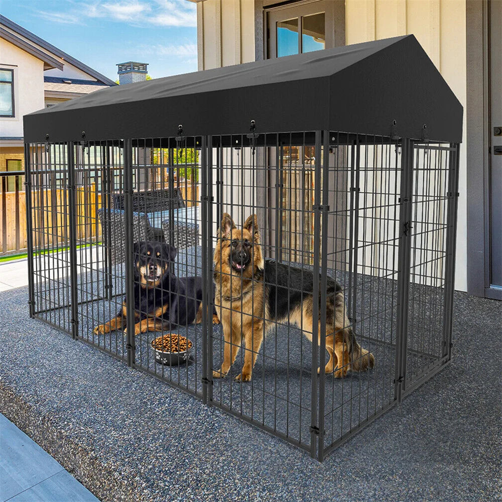 BORWARTH Heavy Duty Iron Dog Kennel Welded Metal Playpen Enclosure