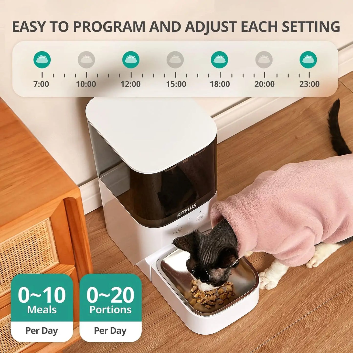 Automatic Timed Cat Feeder With App Control And Lock Lid