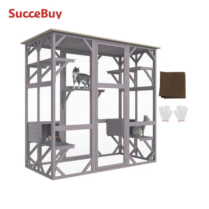 VEVOR Outdoor Cat House Catio Enclosure With 7 Tier Platforms