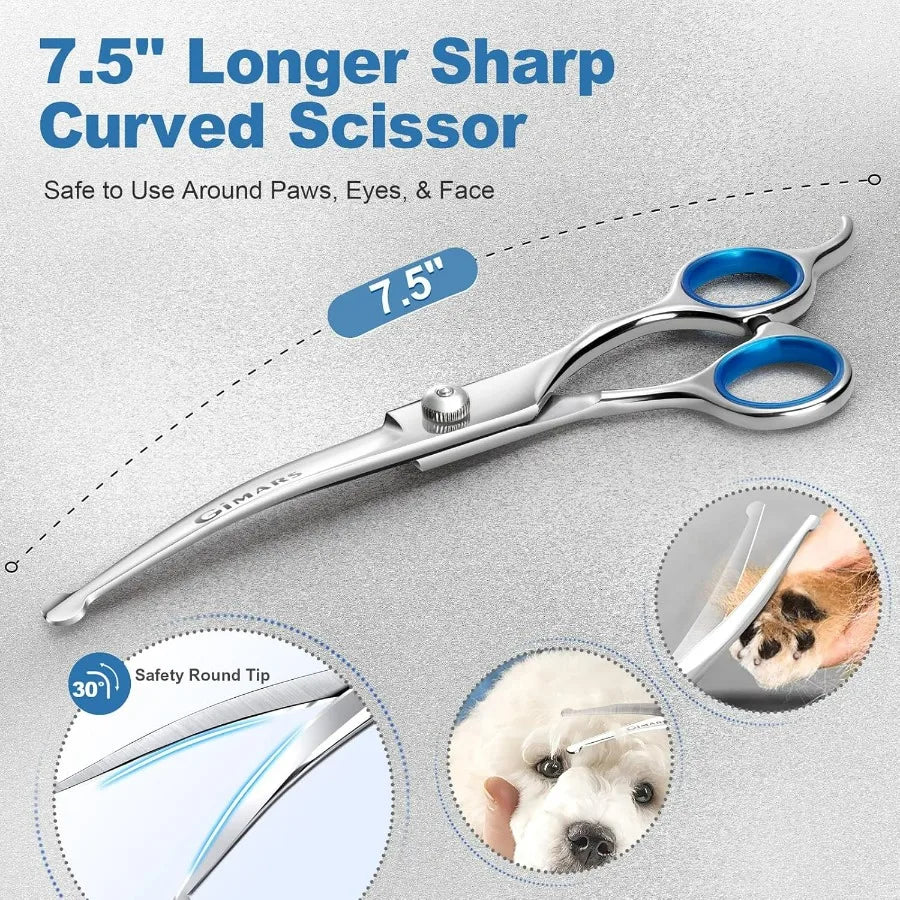 Titanium Coated 4CR Stainless Dog Grooming Scissors Safety Round Tip