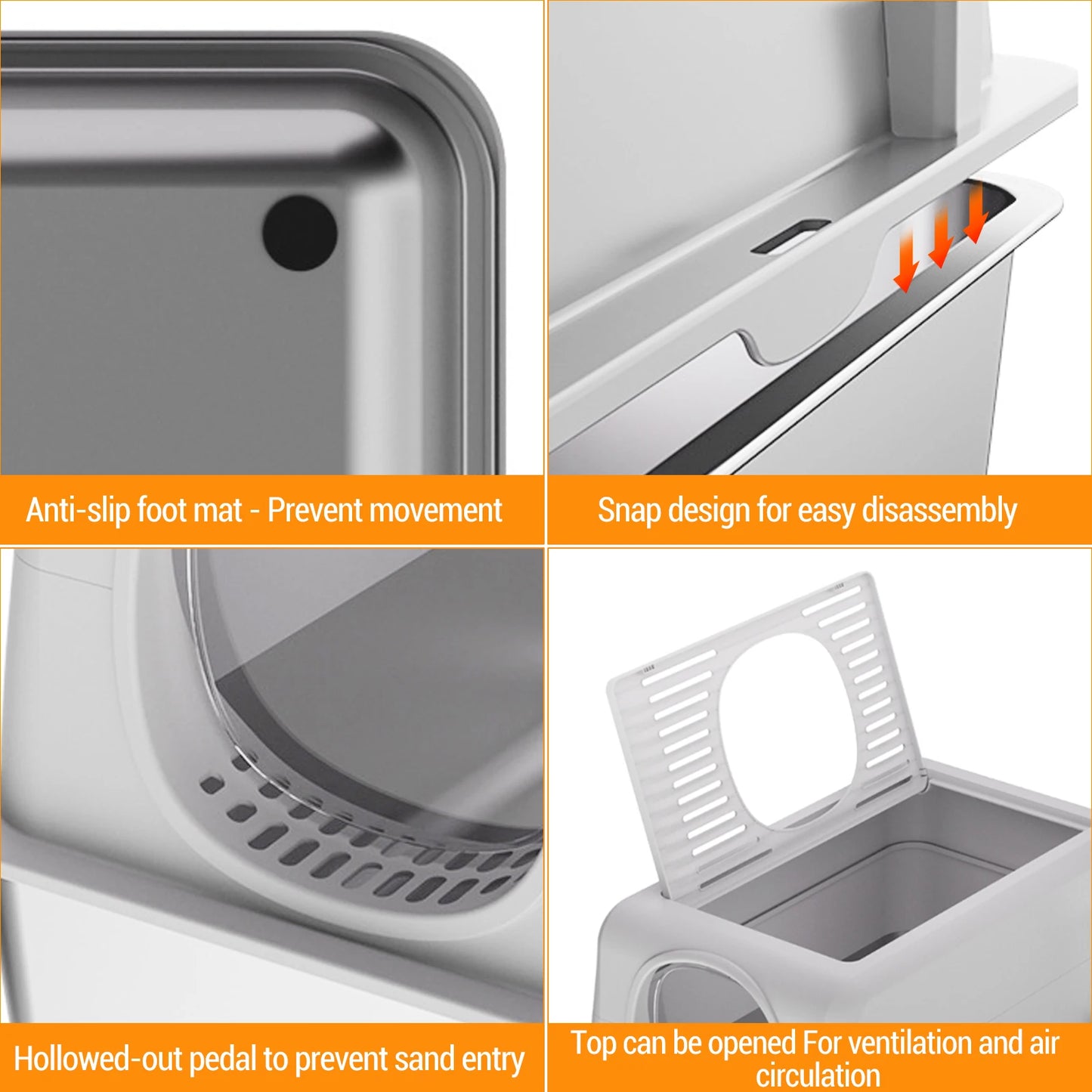 TWISTER.CK Stainless Steel Cat Litter Box Front Top Entry 2in1