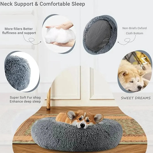 Round LuxuriouslySoft Pet Bed For Large Dog And Medium Cat