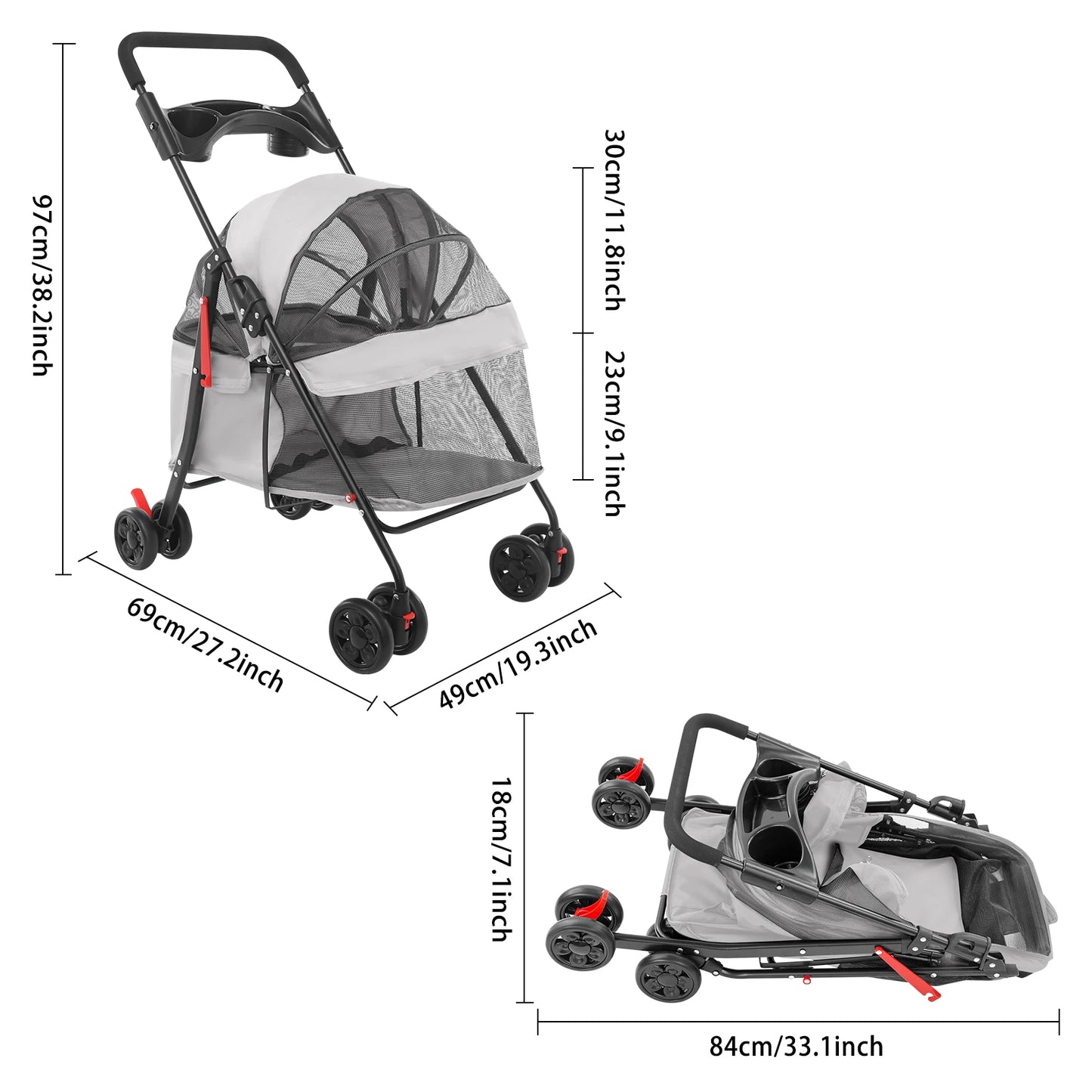 Breed Foldable Lightweight Pet Cart For Small Dogs And Cats