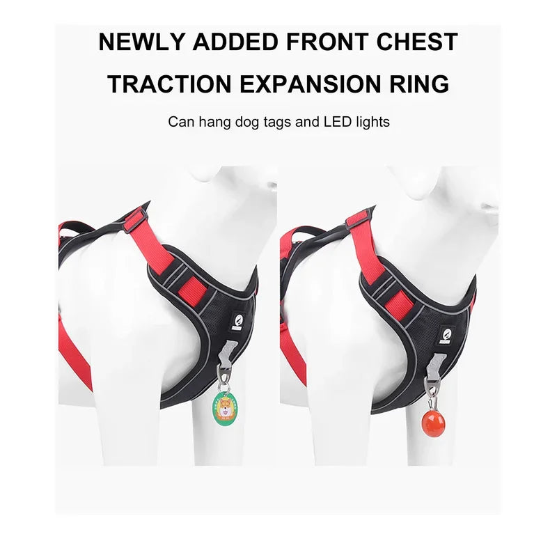 NONECN Reflective Dog Harness Vest Tactical 1680D Waterproof Oxford