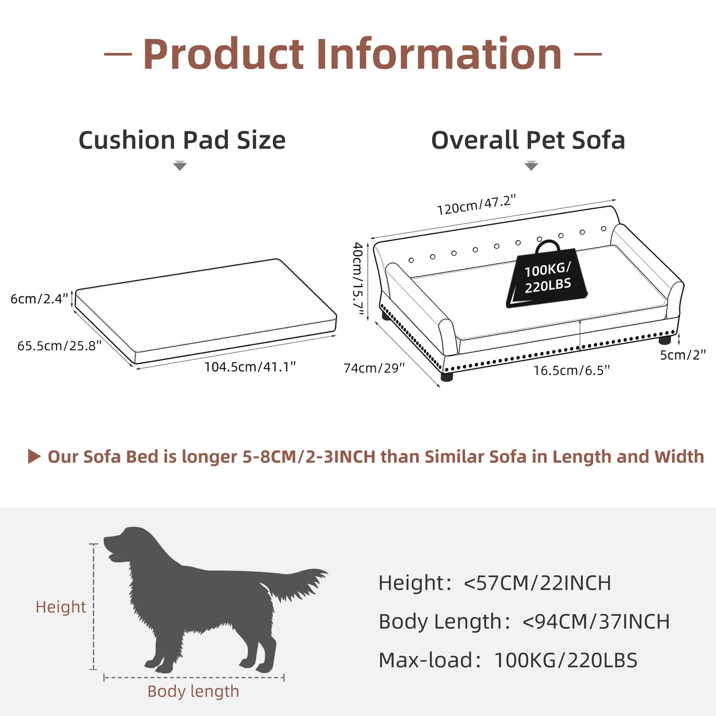 BINGOPAWCN Elevated Dog Bed Sofa Microfiber Leather Cover