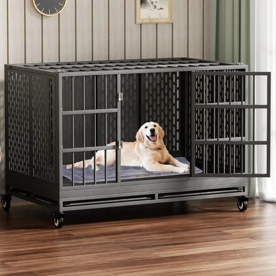 High-concerned Folding Heavy Duty Dog Crate With Wheels