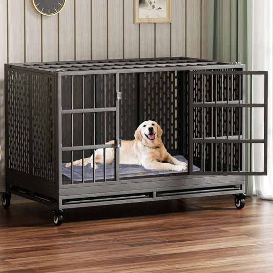 High-concerned Folding Heavy Duty Dog Crate With Wheels