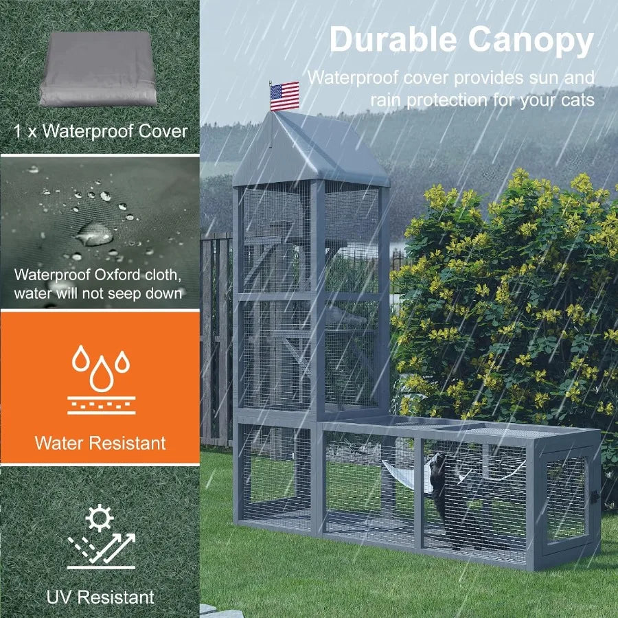 Closure Catio Outdoor Cat Enclosure With Tunnels And Dual Spaces