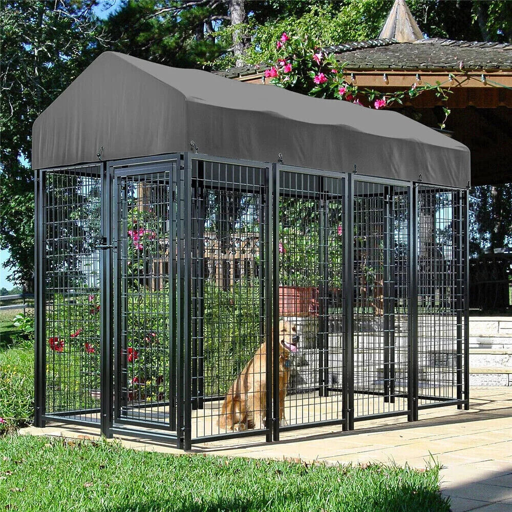 BORWARTH Heavy Duty Iron Dog Kennel Welded Metal Playpen Enclosure