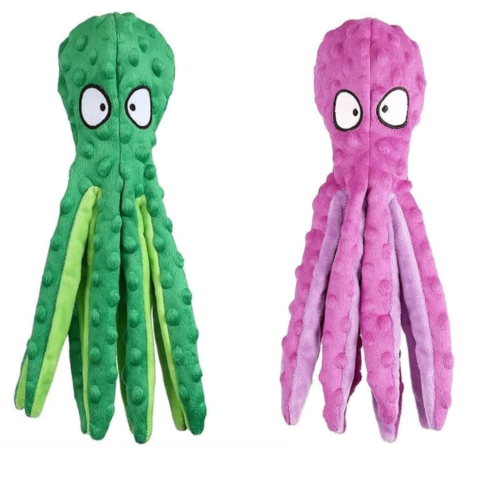 Intelligent No Stuffing Squeaky Octopus Dog Chew Puzzle Toys 2Pcs