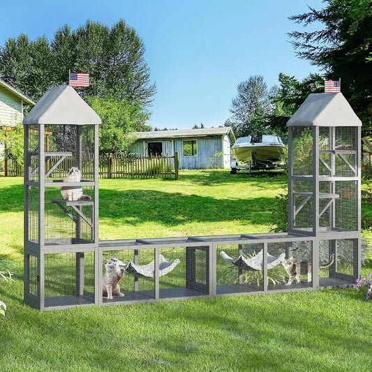 Closure Catio Outdoor Cat Enclosure With Tunnels And Dual Spaces