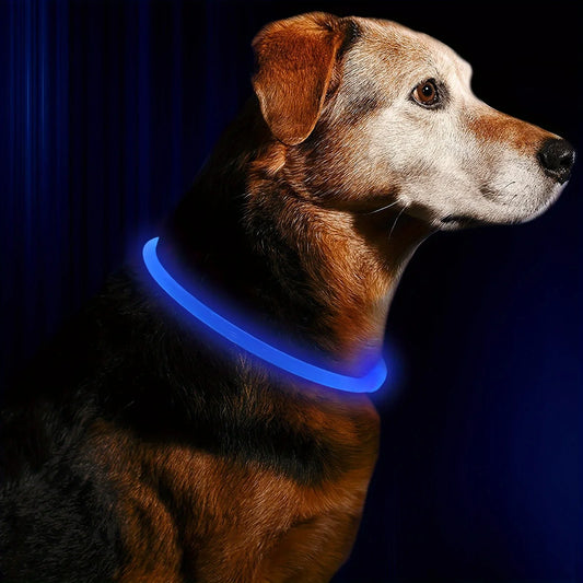NONECN USB Rechargeable LED Light Dog Collar Anti Lost Necklace