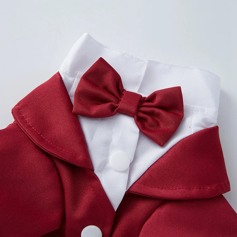 NONECN Pet Dog Tuxedo Formal Suit Bow Tie Shirt Cosplay