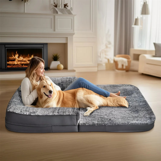 BINGOPAWCN Giant Dog Bed Foldable Orthopedic Plush Cover