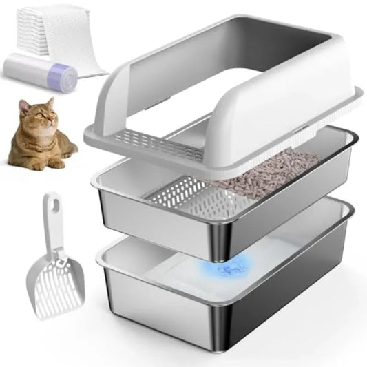 Feature Enclosed Stainless Steel Litter Box With Lid