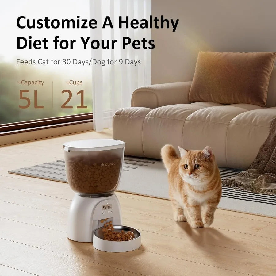 Automatic Cat Feeder With Timed Dispensing And Adjustable Portion Control
