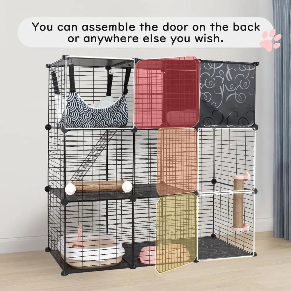 Closure Three Tier Cat Enclosure With Hammock Litter Box